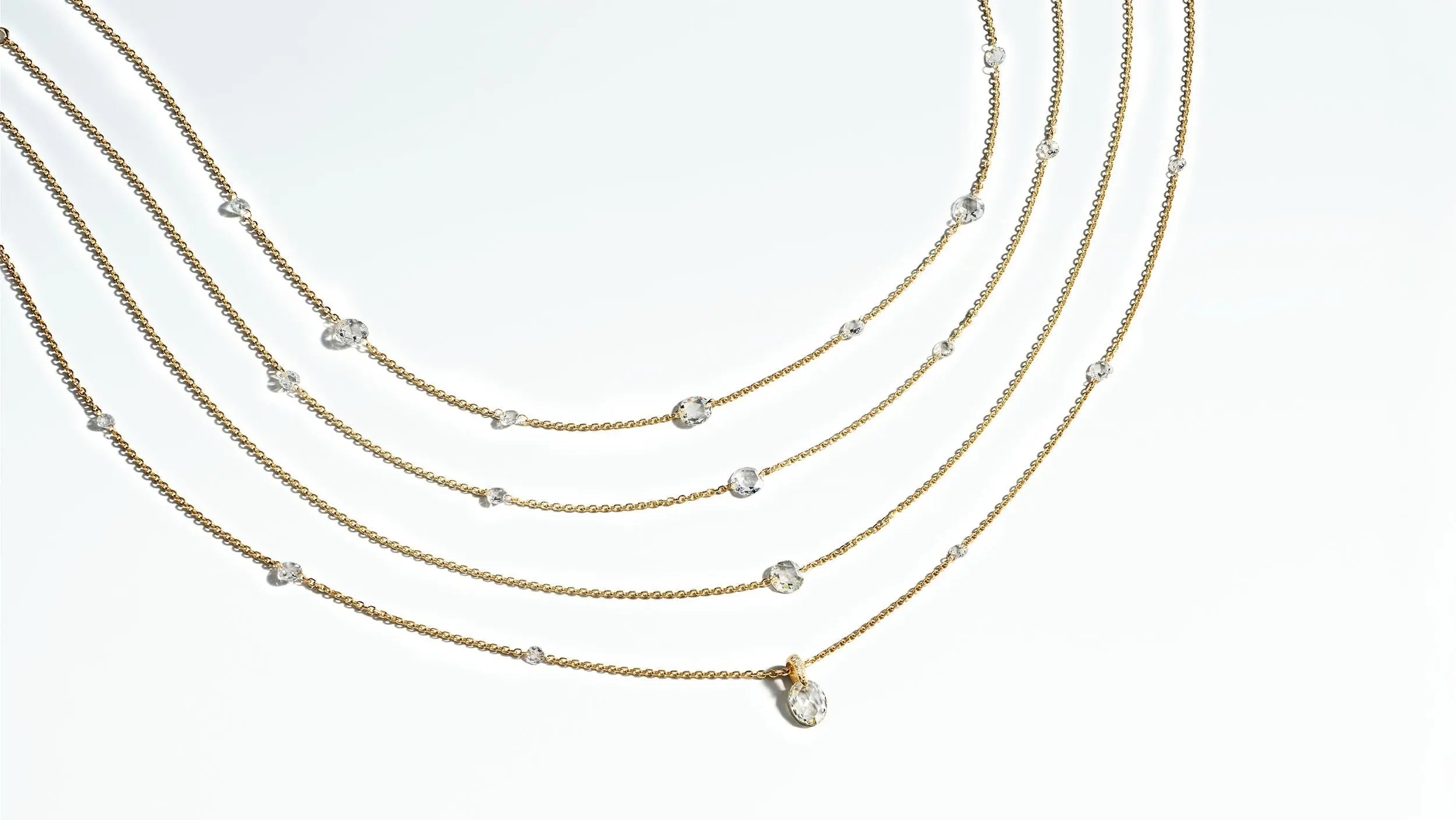 Mimi So Diamond Station Necklaces 18k Yellow Gold