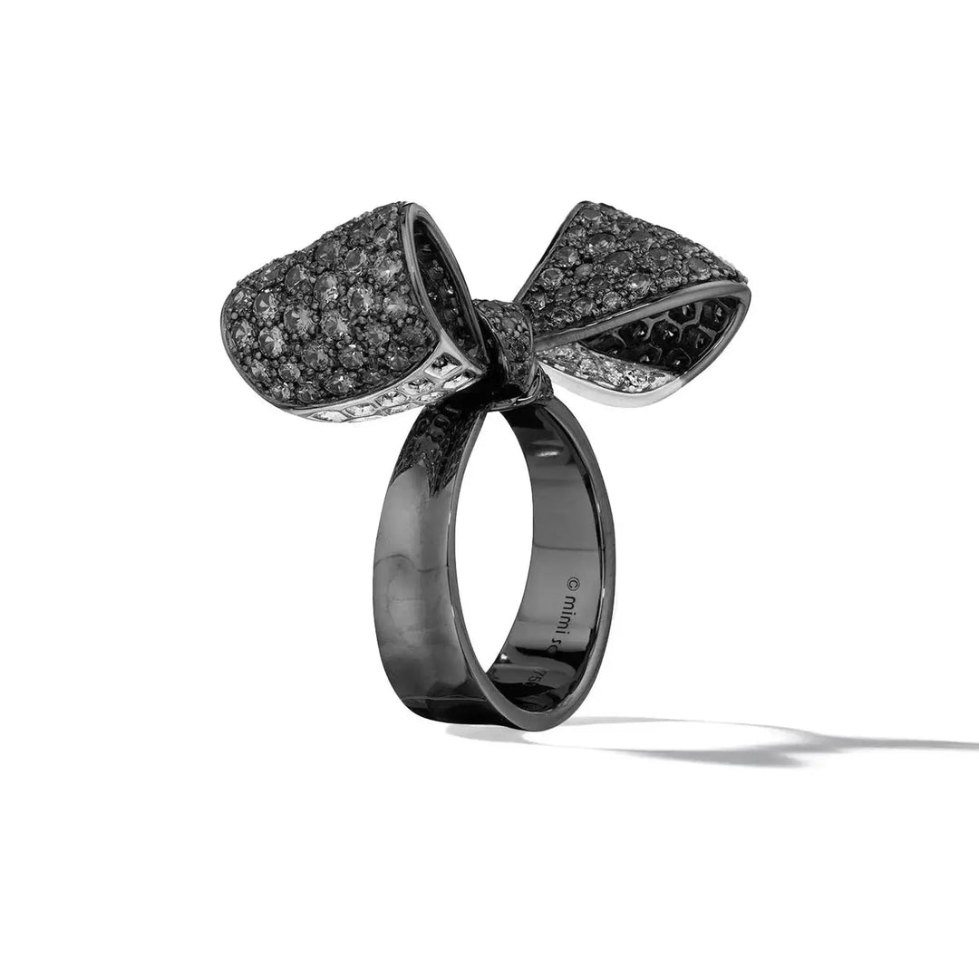 Bow Black & White Diamond Ring – Mid Mimi So