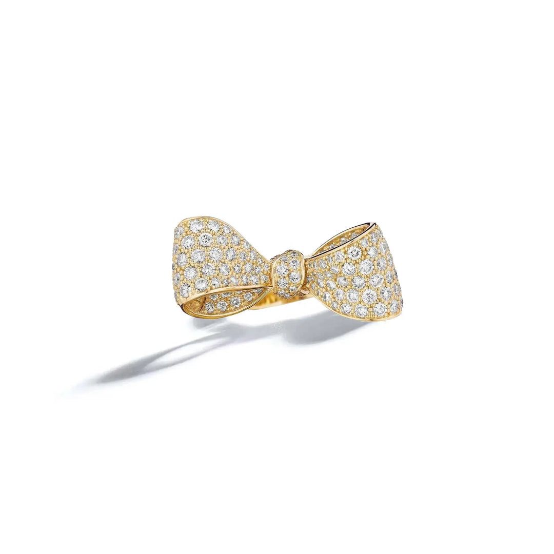 Mimi So Pave Diamond Bow Ring Yellow Gold
