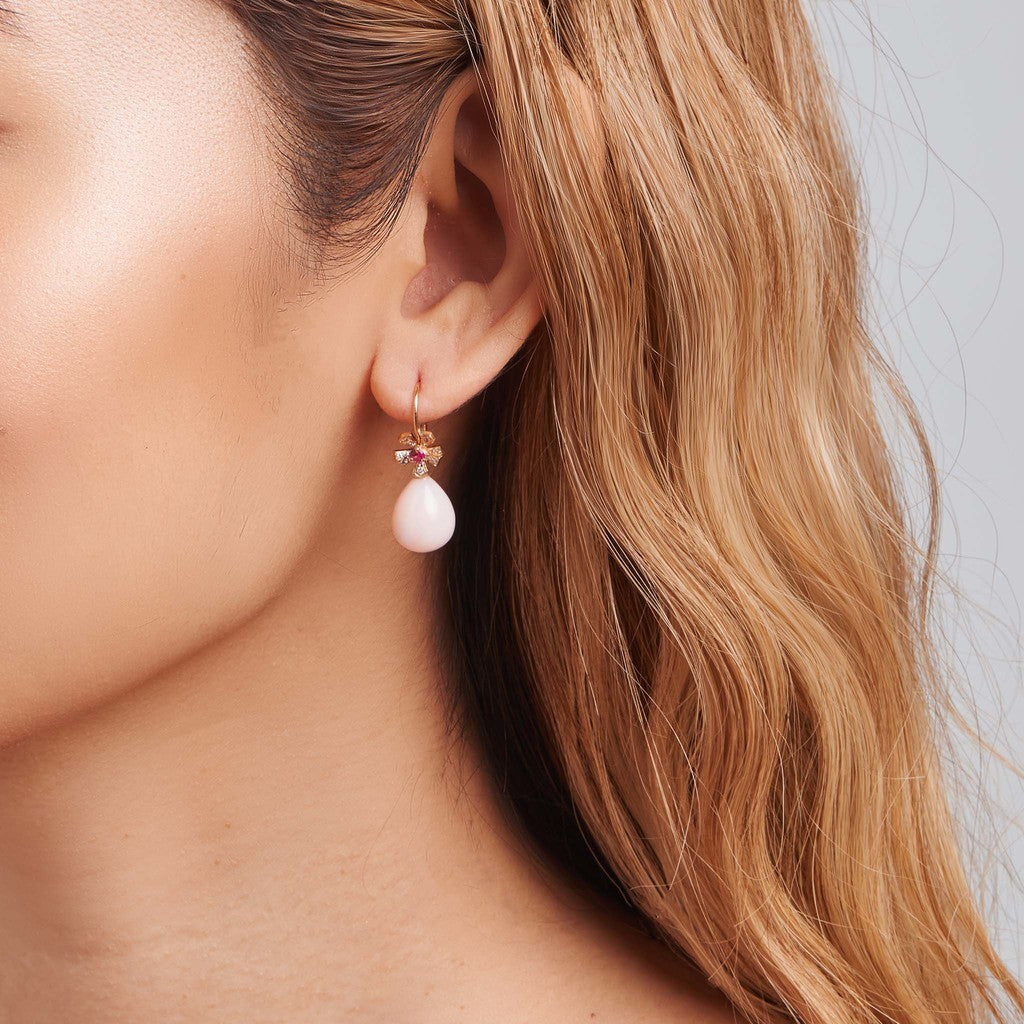 Wonderland Teardrop Pink Opal Earrings - Mimi So