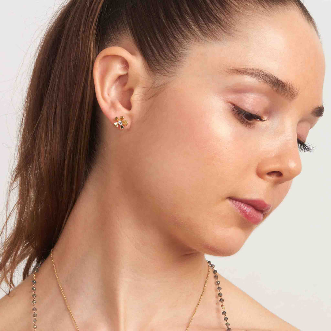 Wonderland Diamond Orchid Flower Studs - Small - Mimi So