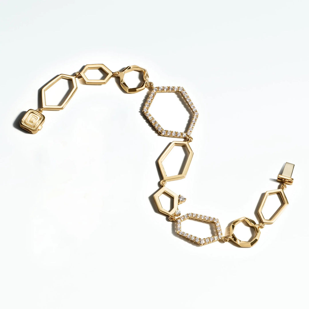 Jackson Faceted Multi-Link Bracelet 18k Yellow Gold