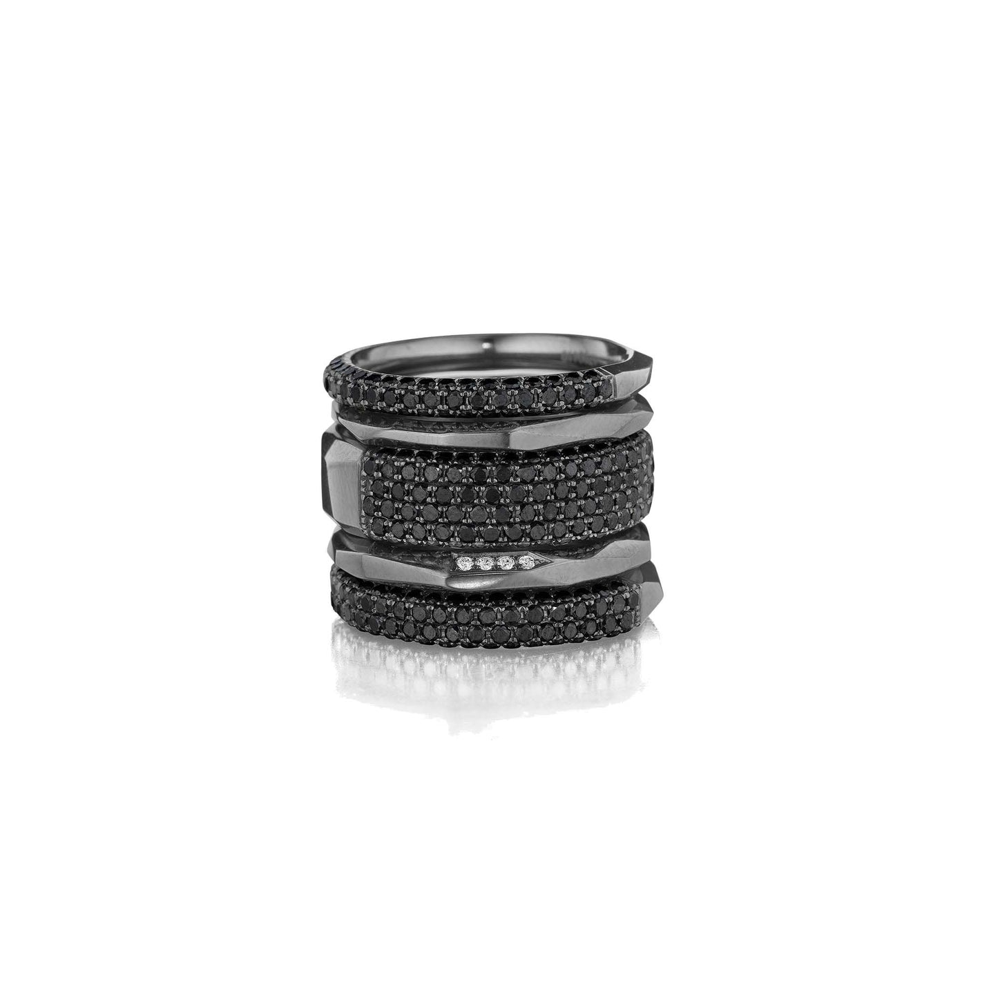 Mimi So Jackson 3-Row Black Diamond Ring