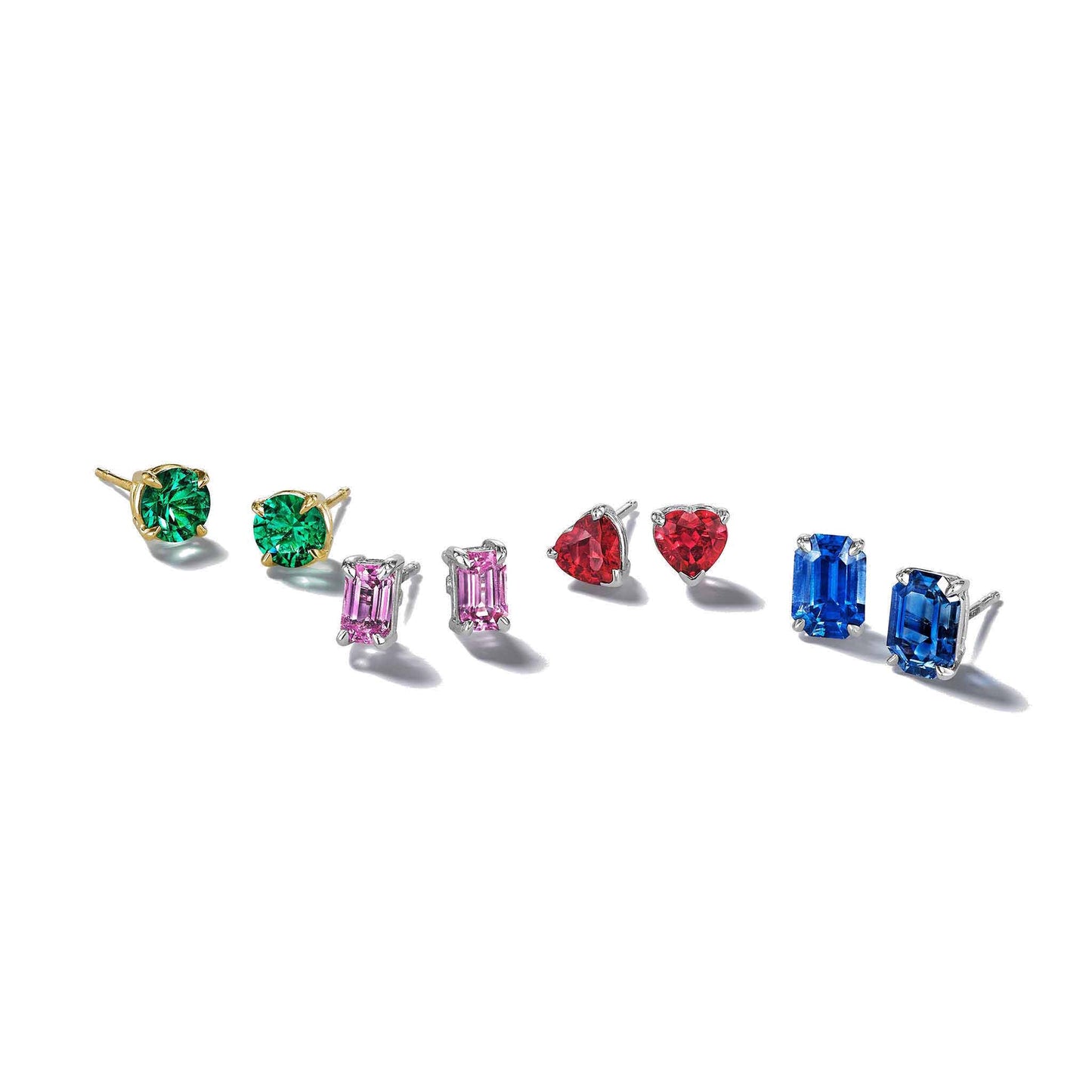 Emerald Cut Sapphire Studs