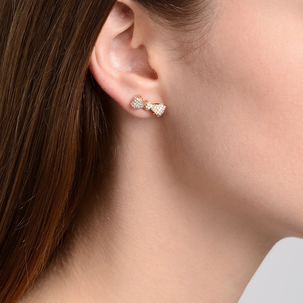 Mimi So Diamond Bow Stud Earrings
