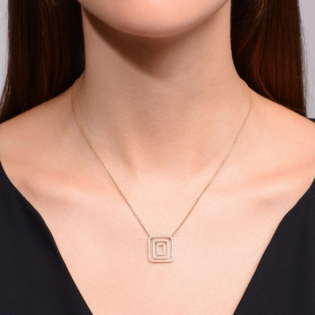 Piece Square Swing Diamond Necklace - Small - Mimi So