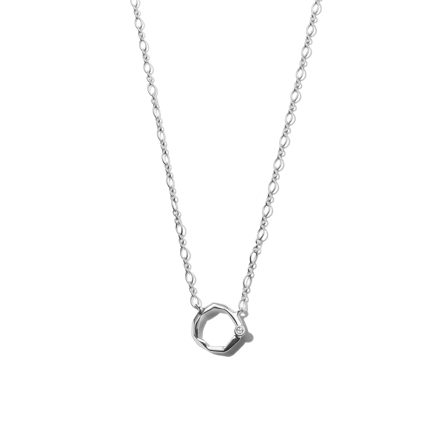 Jackson Chiseled Bezel Set Diamond Pendant_18k White Gold