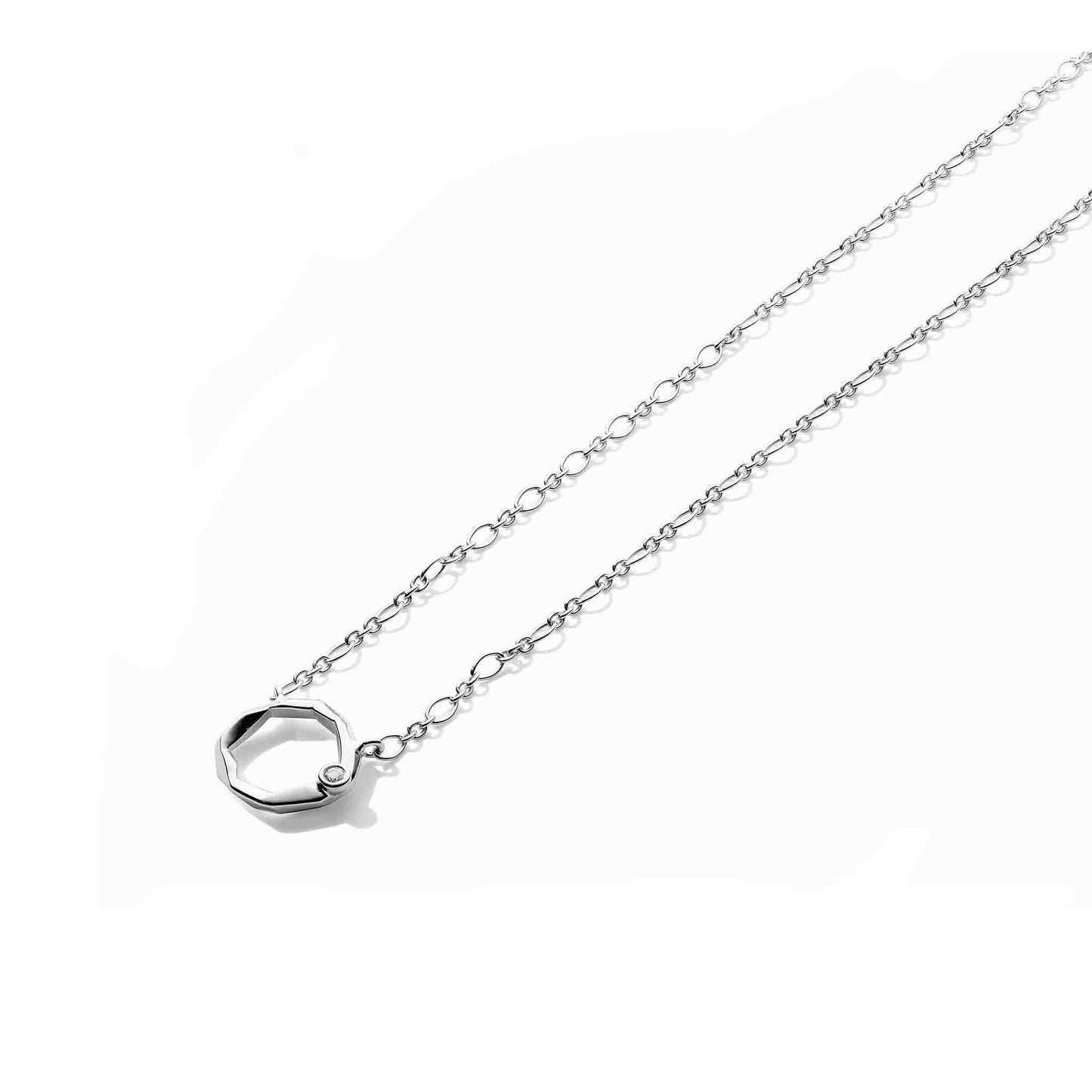 Jackson Chiseled Bezel Set Diamond Pendant 18k White Gold