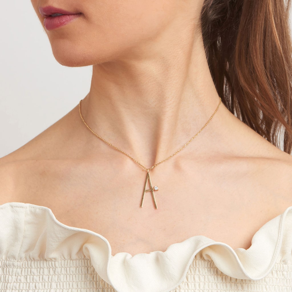 Type Letter A Pendant Necklace