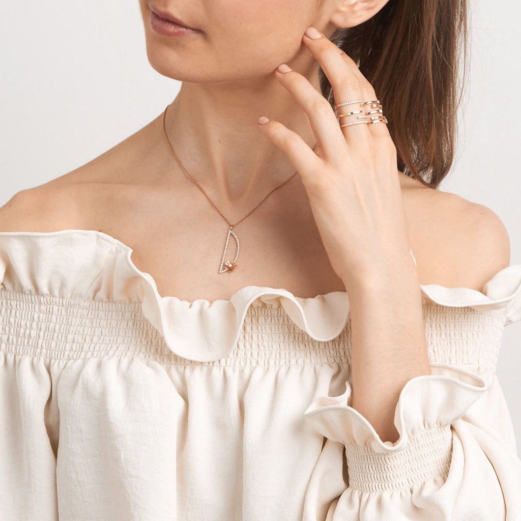 Type Letter D Orchid Pendant Necklace