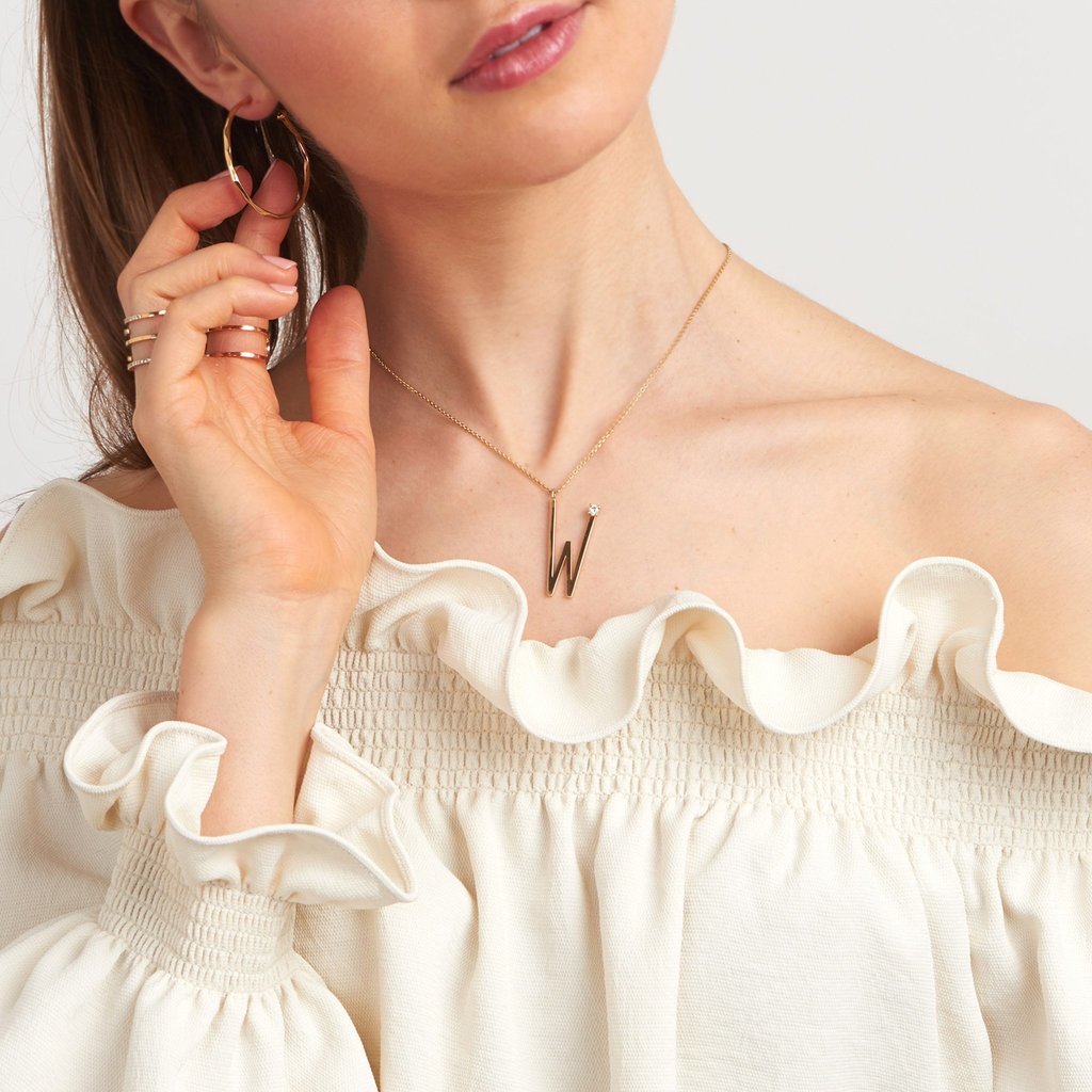 Type Letter W Pendant Necklace