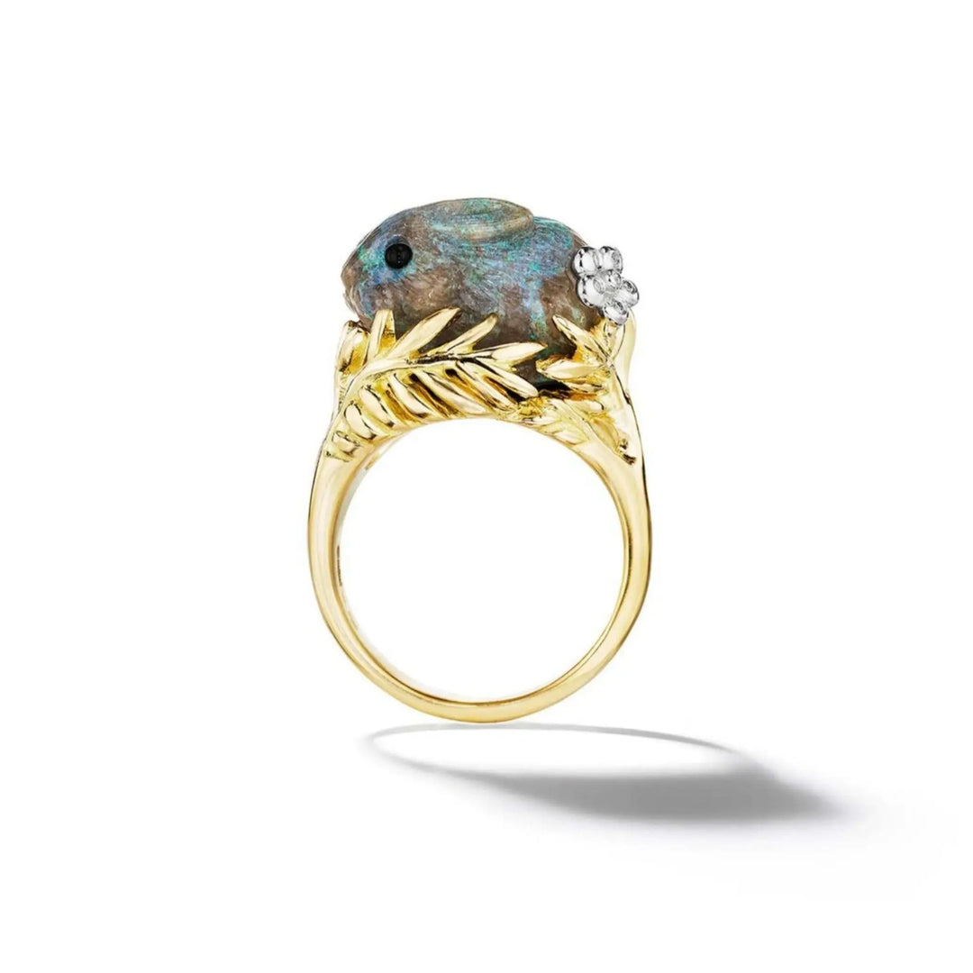 One of a Kind Wonderland Andamooka Opal Bunny Ring Mimi So
