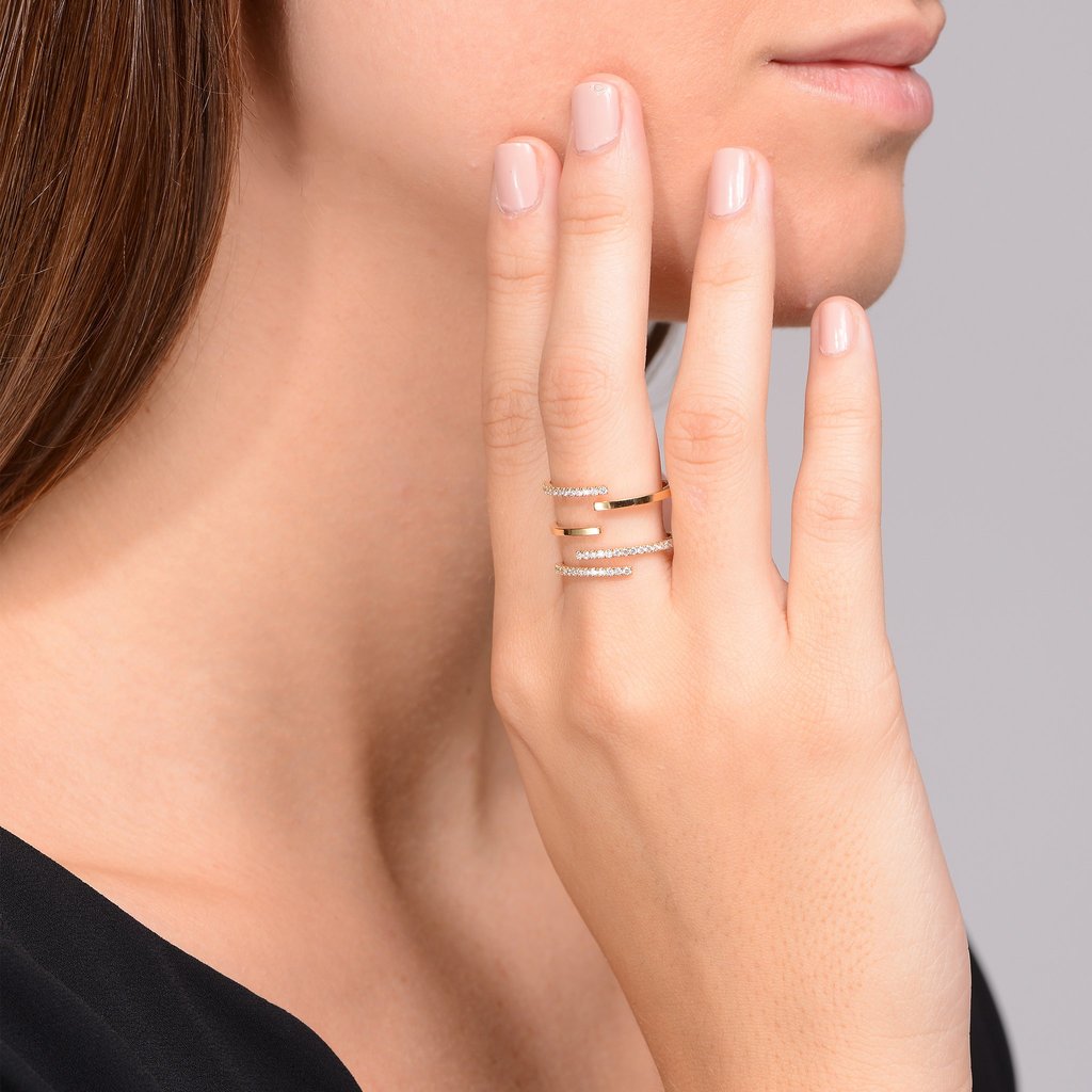 Piece Stick Pavé Diamond Ring - Mimi So