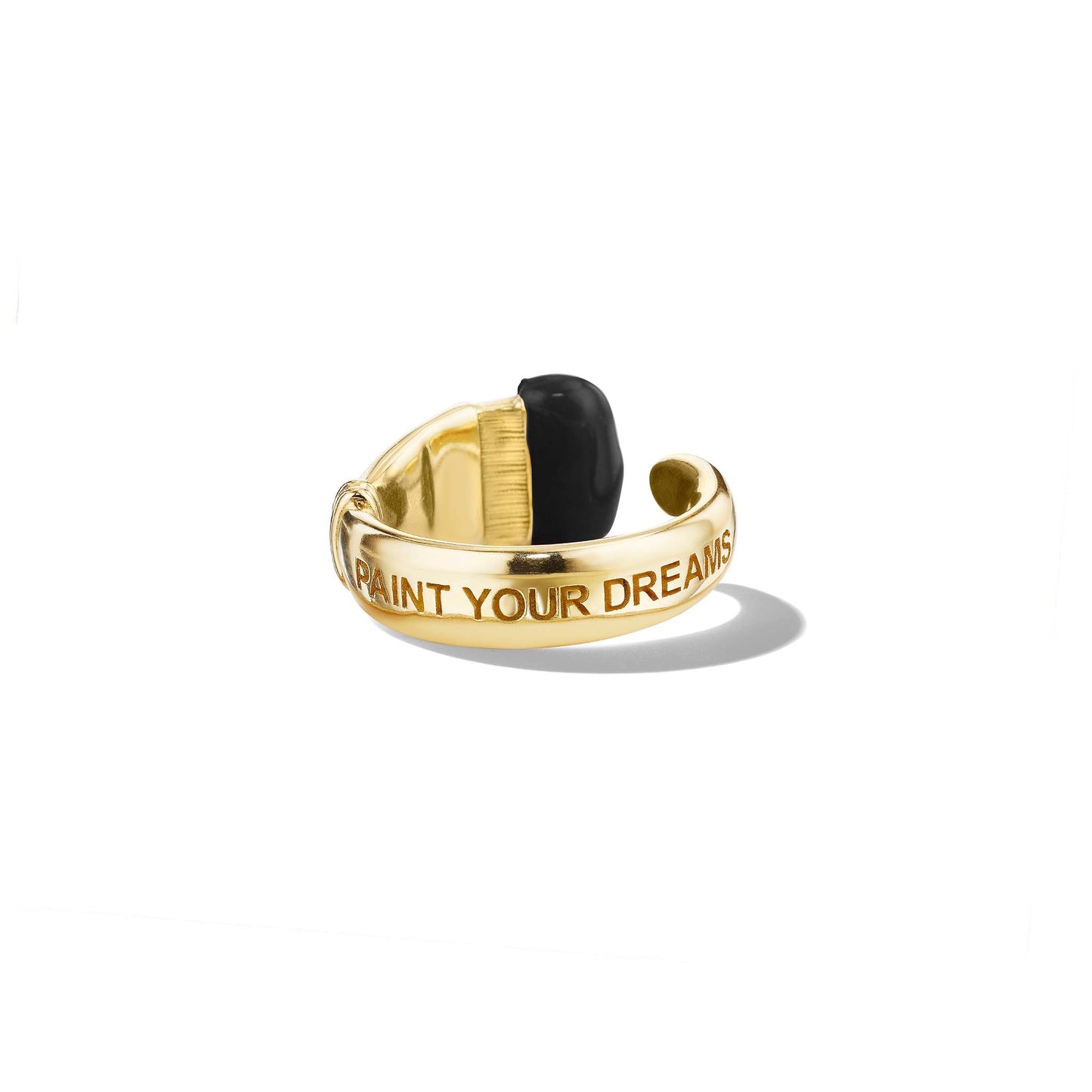 Mimi So Large Parsons Black Enamel Ring in 18k Yellow Gold