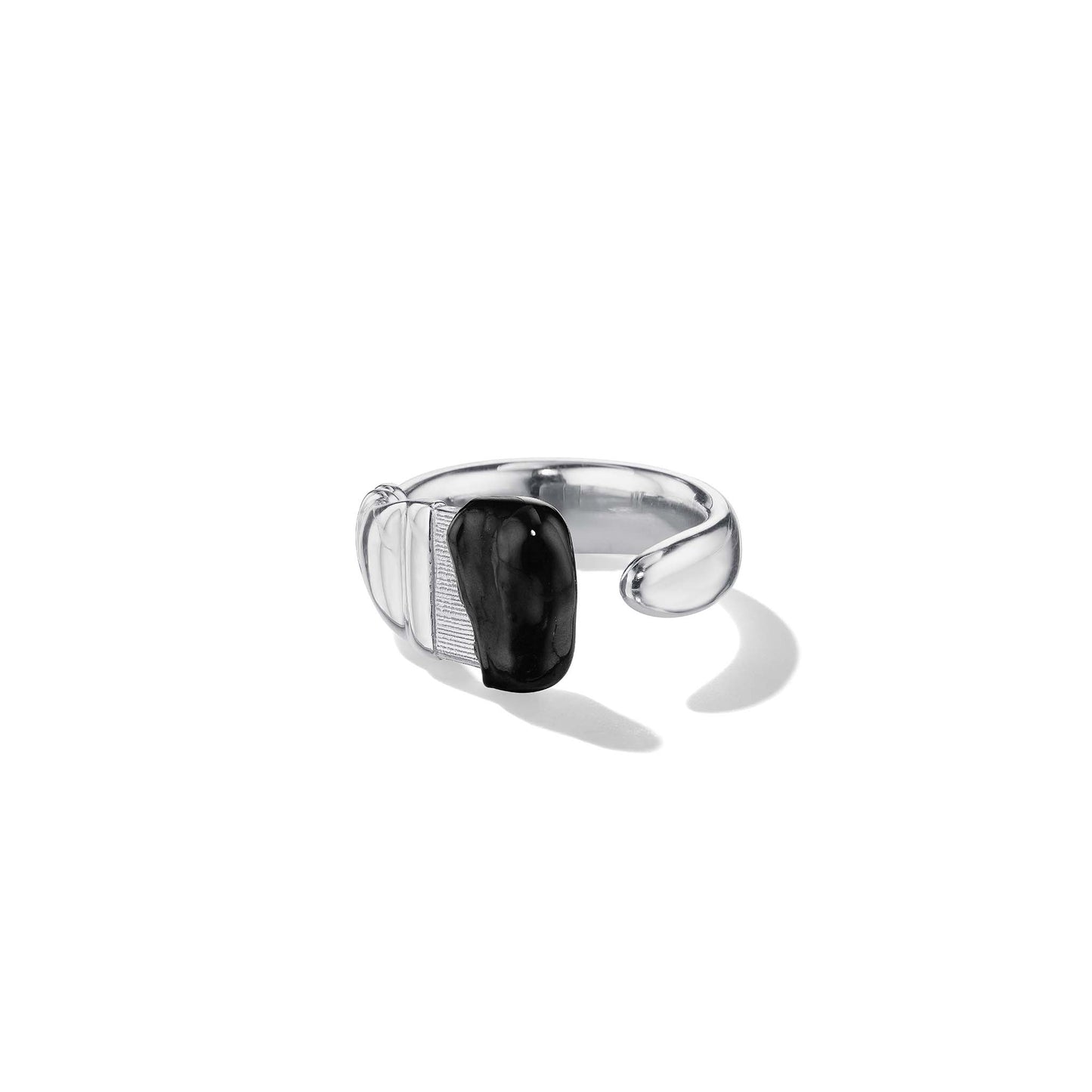 Mimi So Large Parsons Black Enamel Ring_18k White Gold