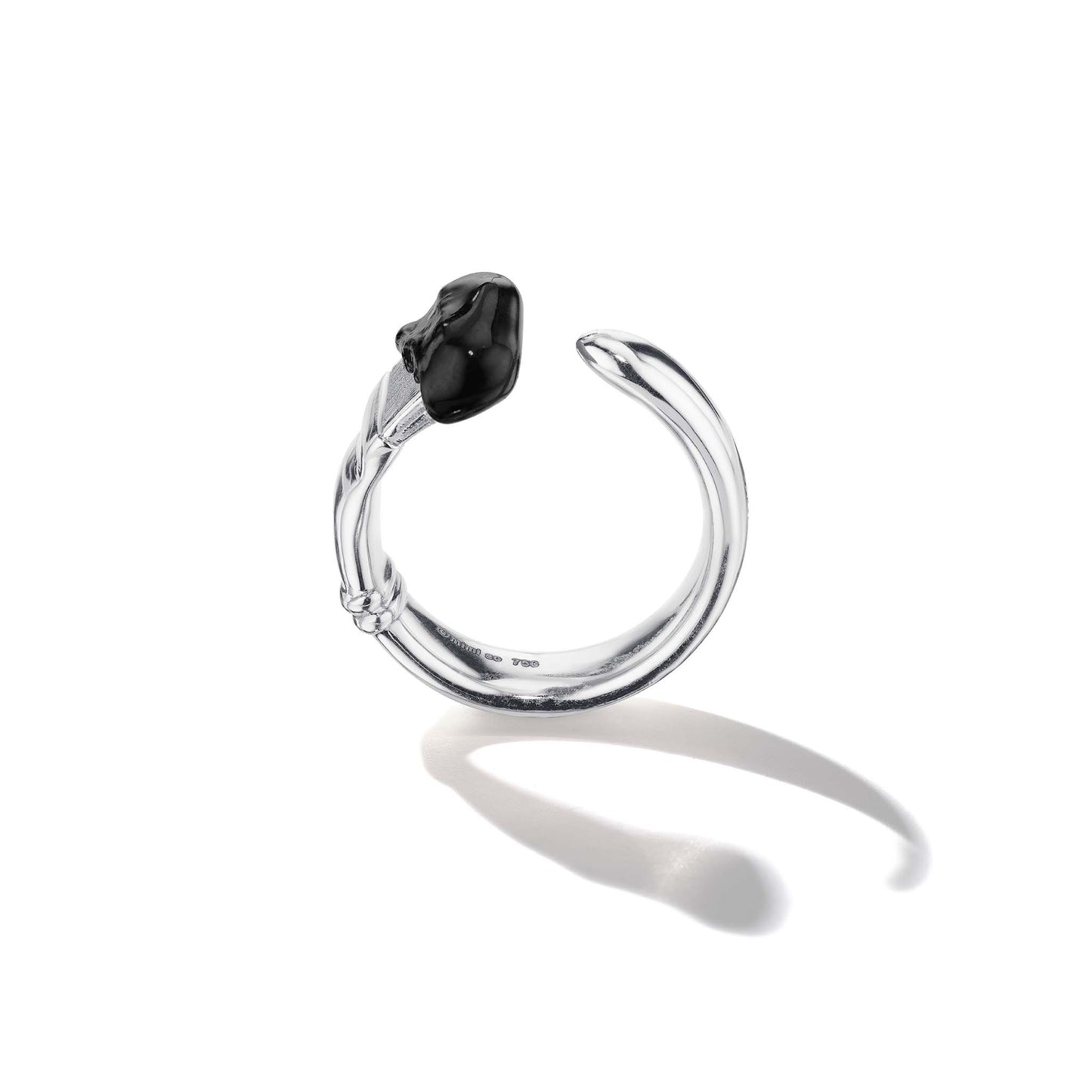 Mimi So Large Parsons Black Enamel Ring in 18k White Gold