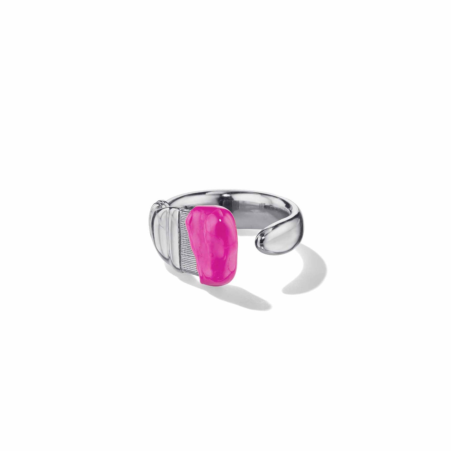 Parsons Brush Ring Large Pink Enamel_18k White Gold
