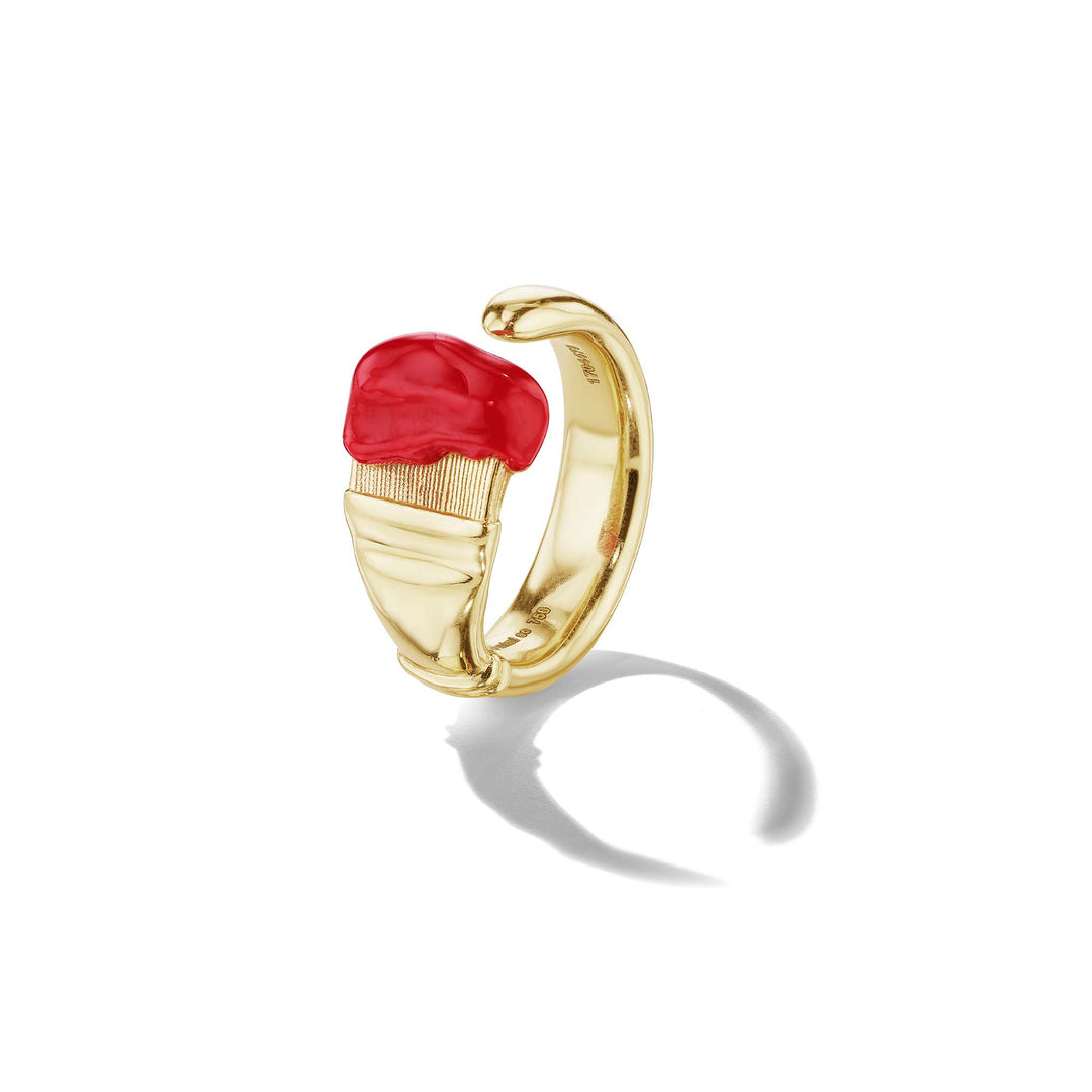 Mimi So Parsons Red Enamel Ring 18k Yellow Gold