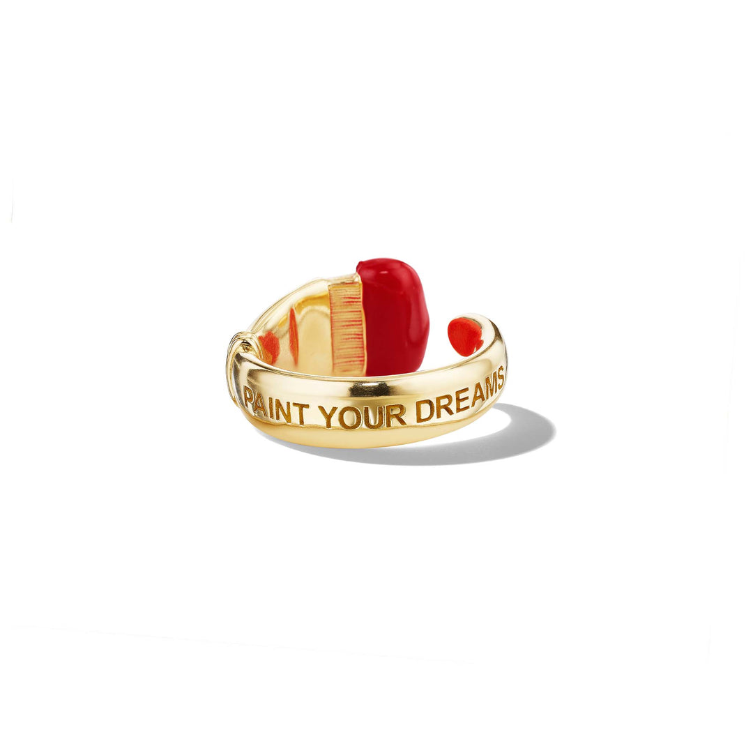 Mimi So Parsons Red Enamel Ring 18k Yellow Gold