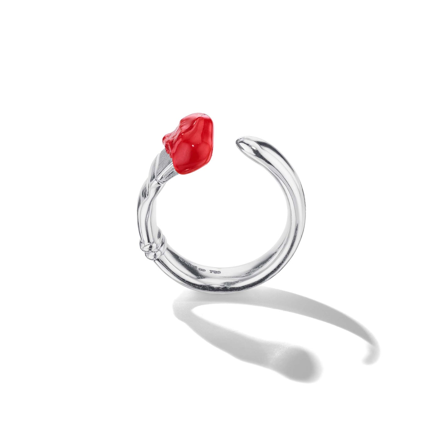 Mimi So Parsons Red Enamel Ring 18k White Gold