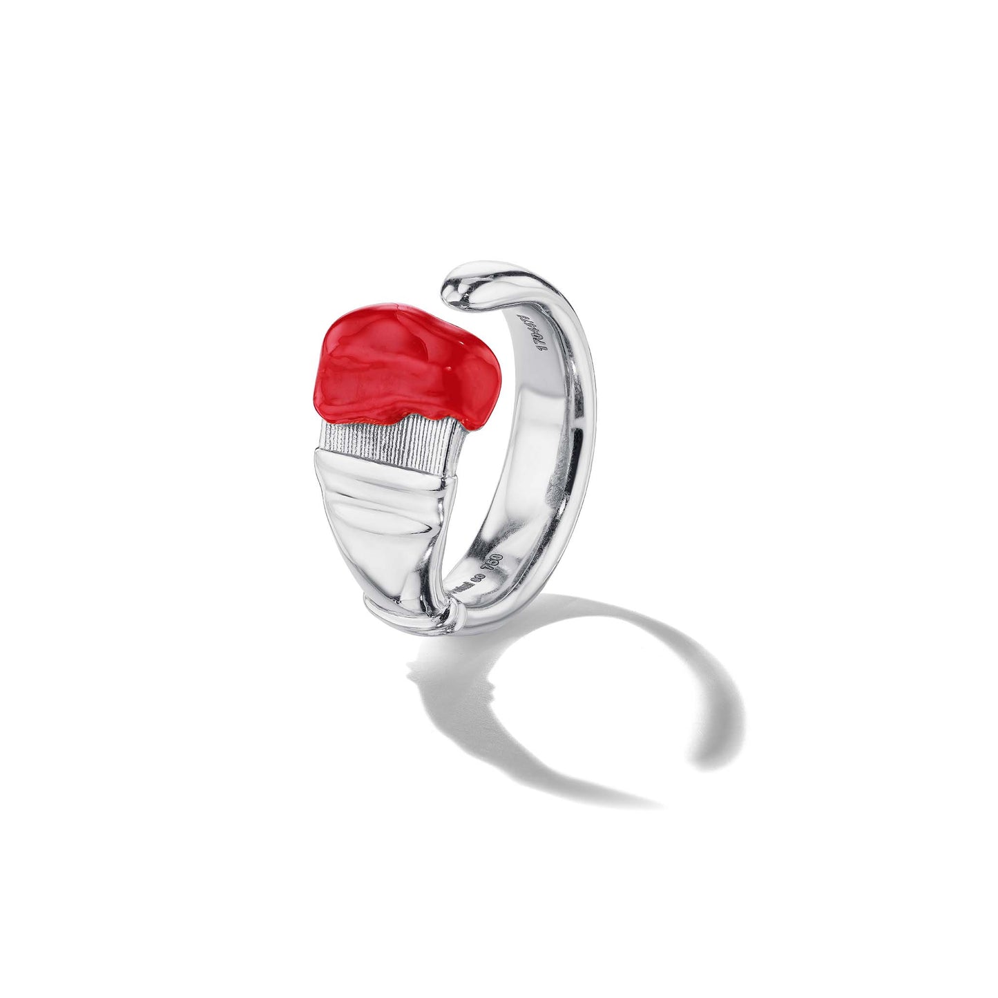 Mimi So Parsons Red Enamel Ring 18k White Gold