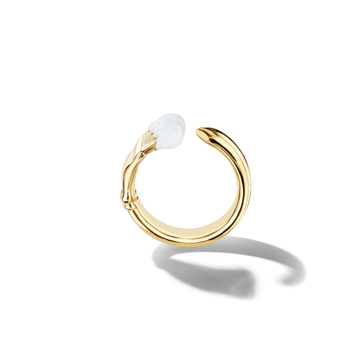 Parsons Brush Ring Large White Enamel 18k Yellow Gold