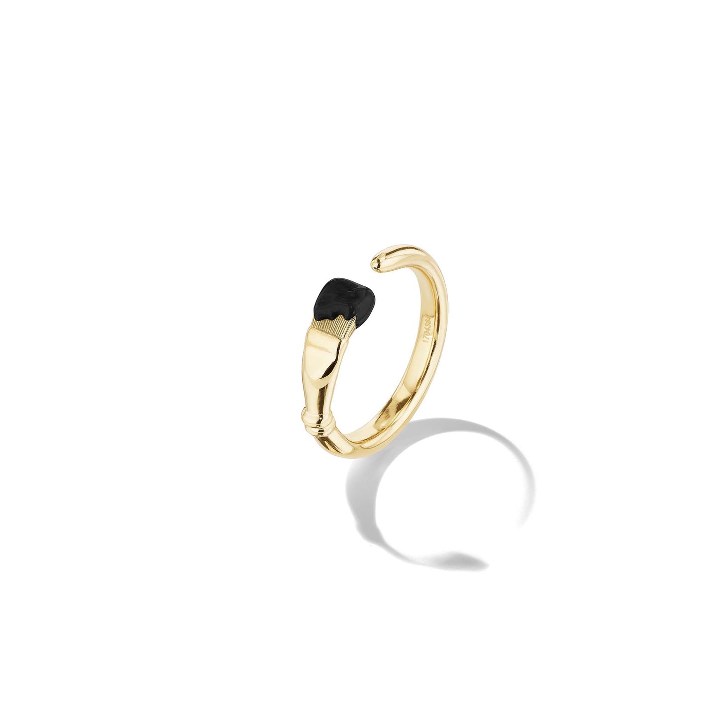 Mimi-So-Parsons-Paintbrush-Black-Enamel-Ring 18k Yellow Gold