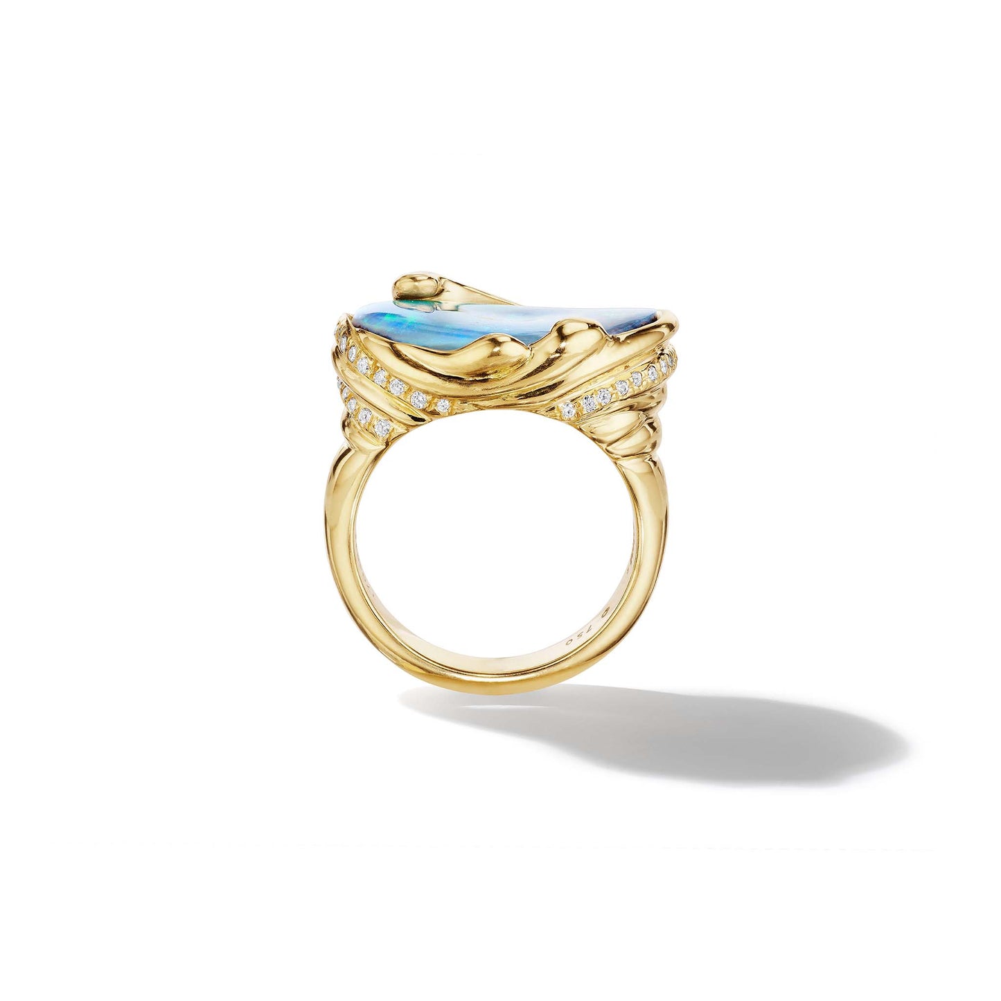Mimi-So-ZoZo-Boulder-Opal-and-Diamond-Pavé-Ring 18k Yellow Gold