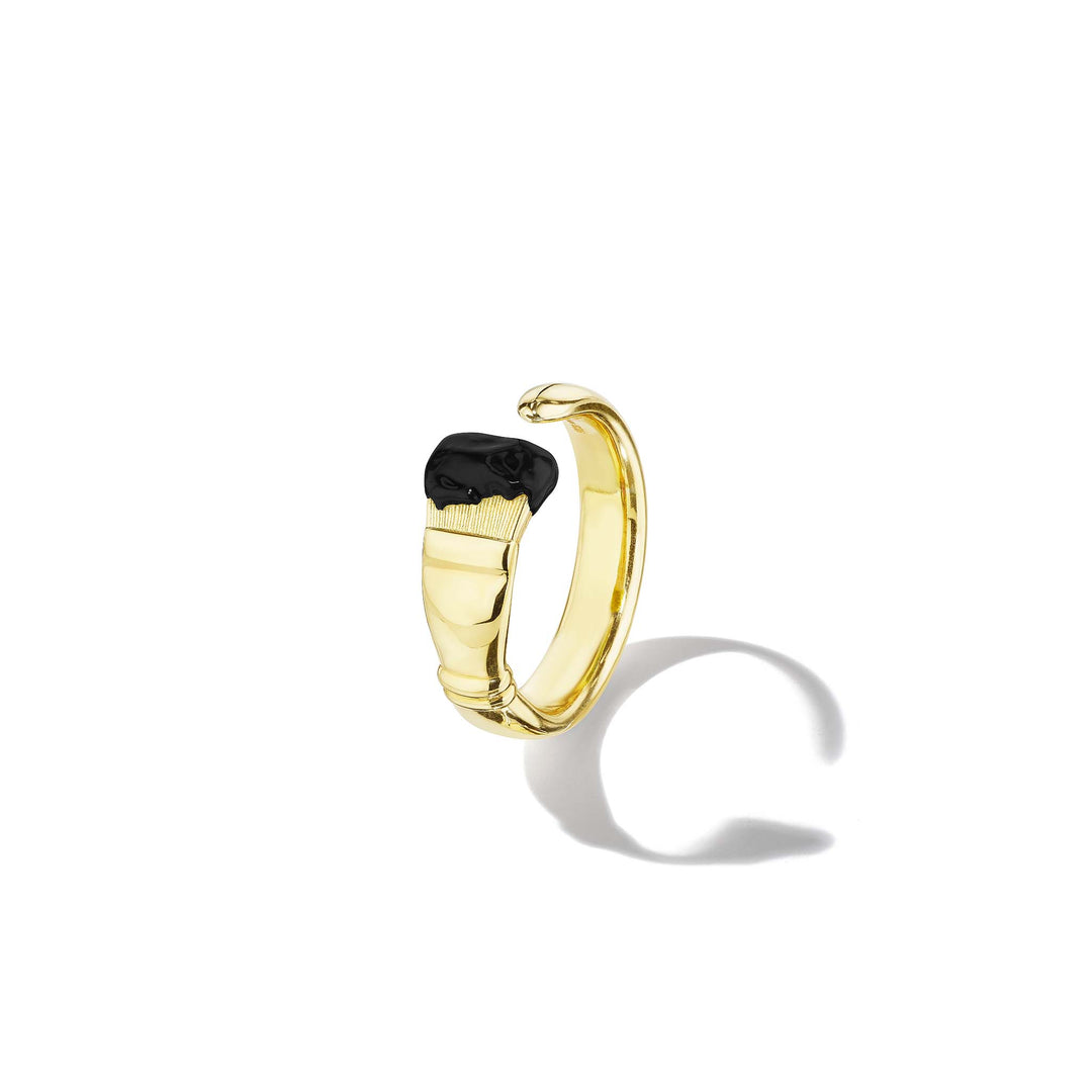 Mimi-So-Black-Enamel-Paintbrush-Ring 18k Yellow Gold