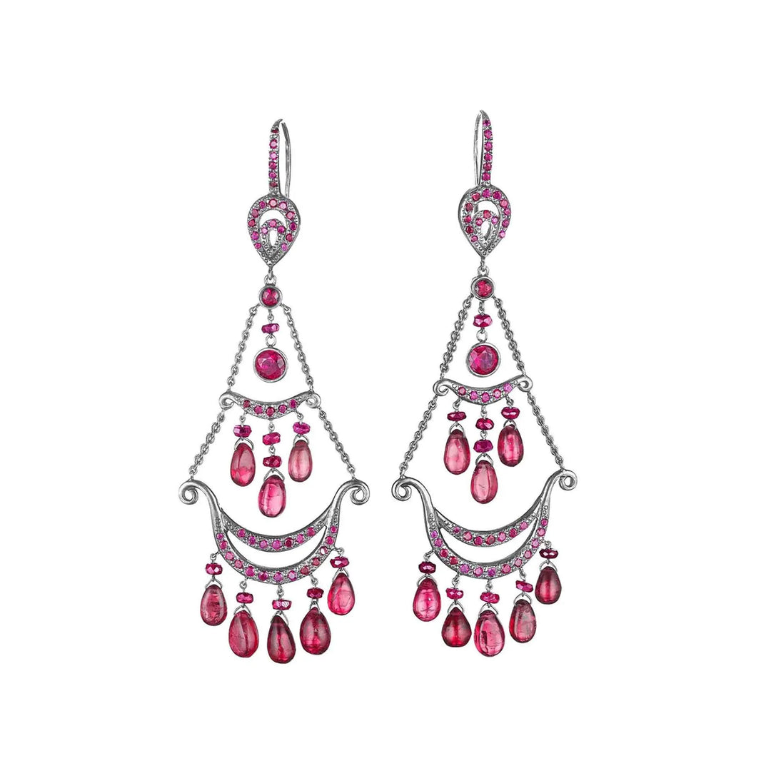 Red Spinel & Ruby Chandelier Earrings Mimi So