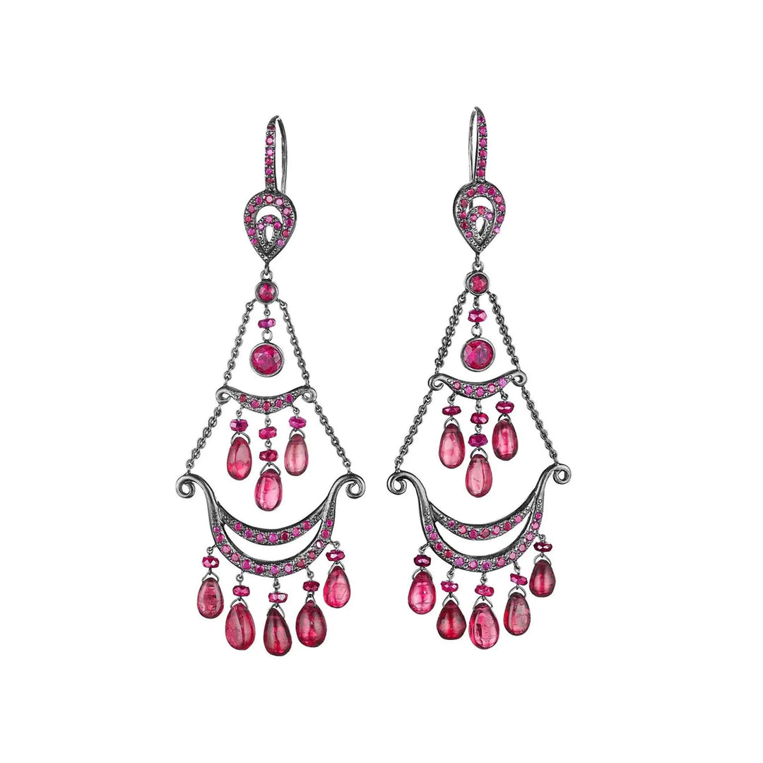 Red Spinel & Ruby Chandelier Earrings Mimi So