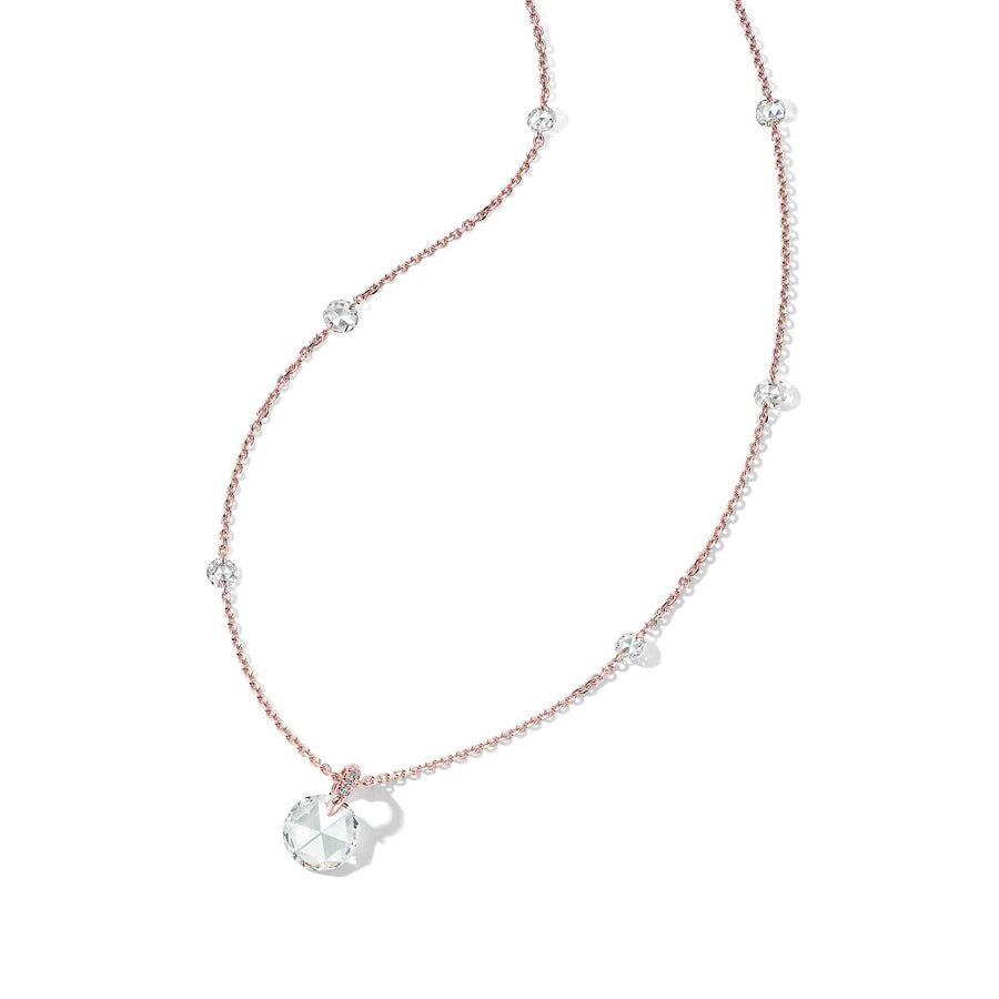 Rosette Rose Cut Diamond Necklace with a large drop center and Mimi So