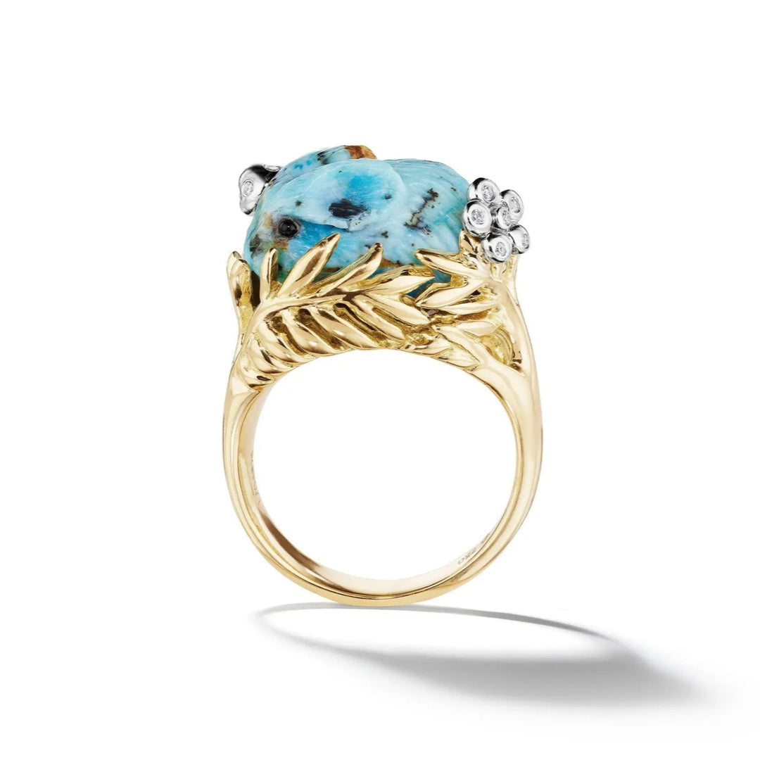 Mimi So Wonderland Blue Speckled Opal Bunny Ring_18k Yellow/White Gold