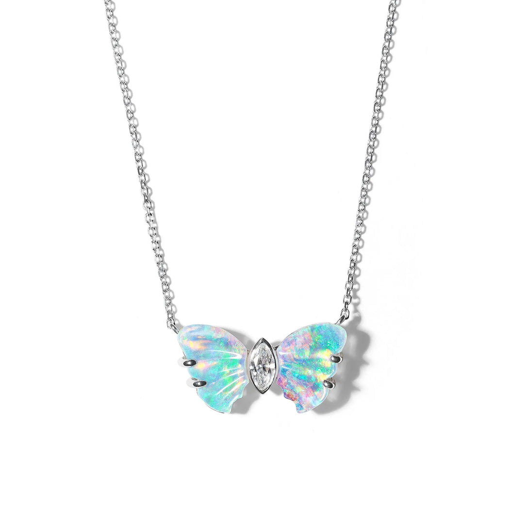 Wonderland Butterfly Opal Diamond Pendant Necklace Mimi So 18k Gold