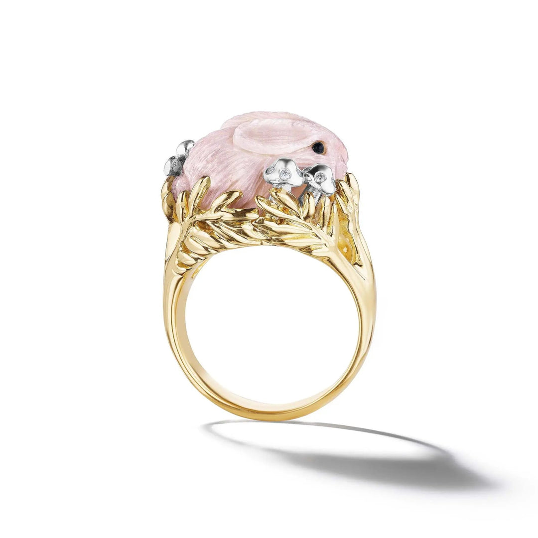 Wonderland Pink Opal Bunny Ring Mimi So