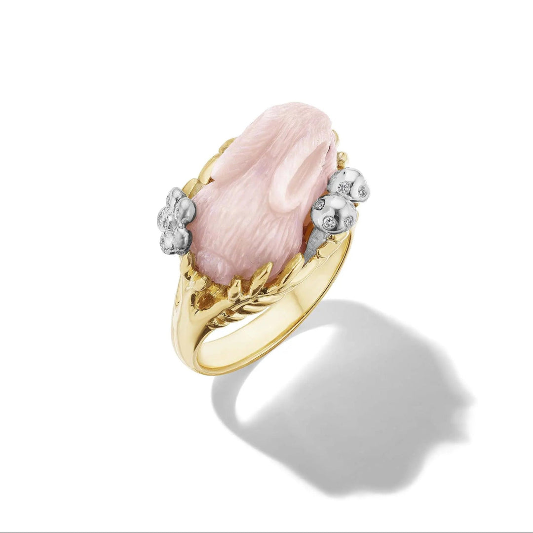 Wonderland Pink Opal Bunny Ring Mimi So