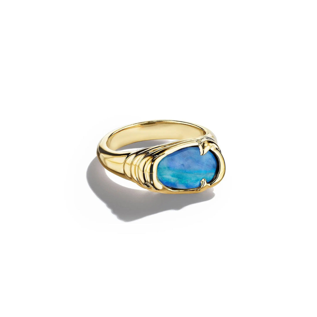 Mimi So ZoZo Blue Boulder Opal Ring_18k Yellow Gold_RG0331H-1801