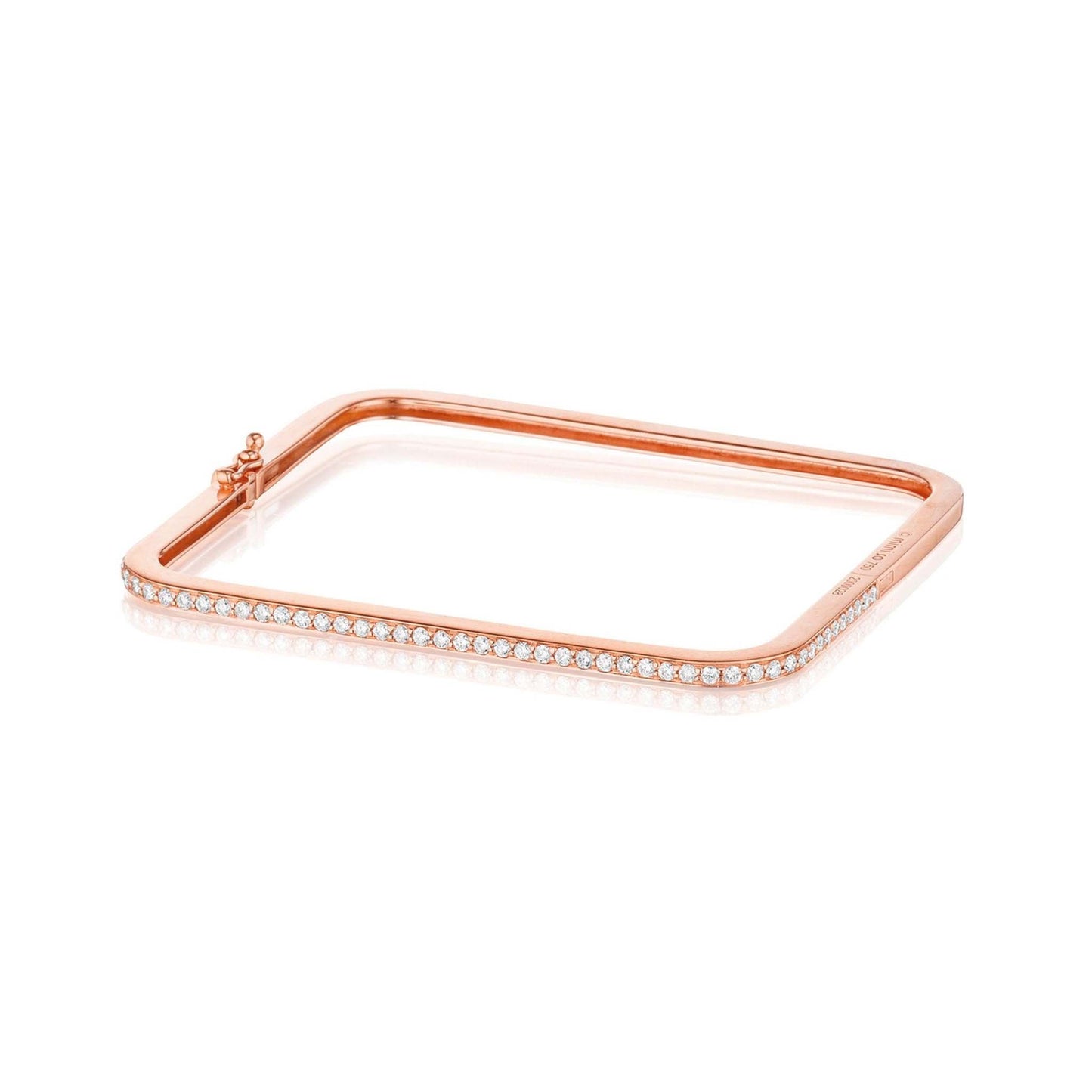 Piece Square Diamond Bangle_18k Rose Gold