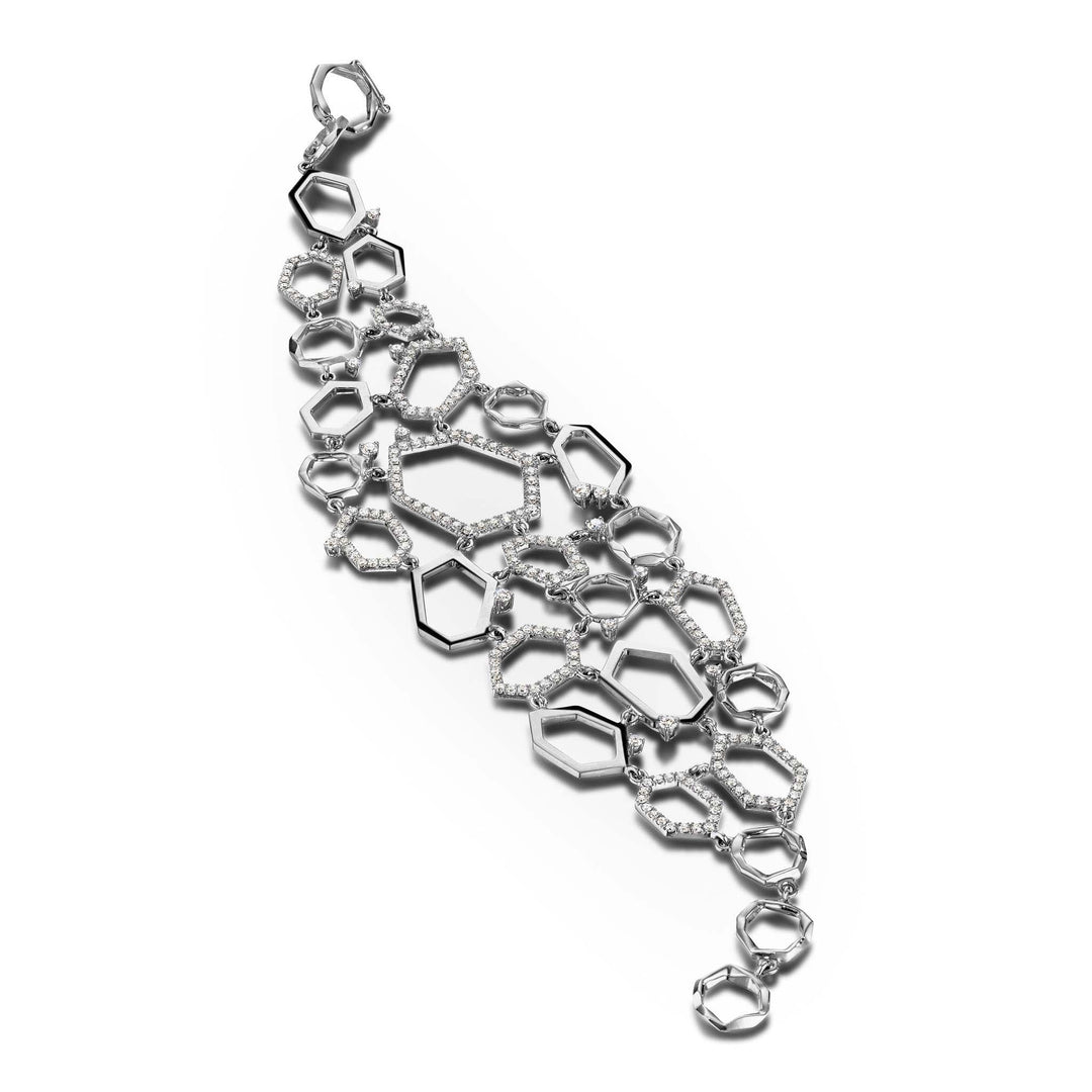 Jackson Skeleton Multi-Row Diamond Bracelet_18k White Gold