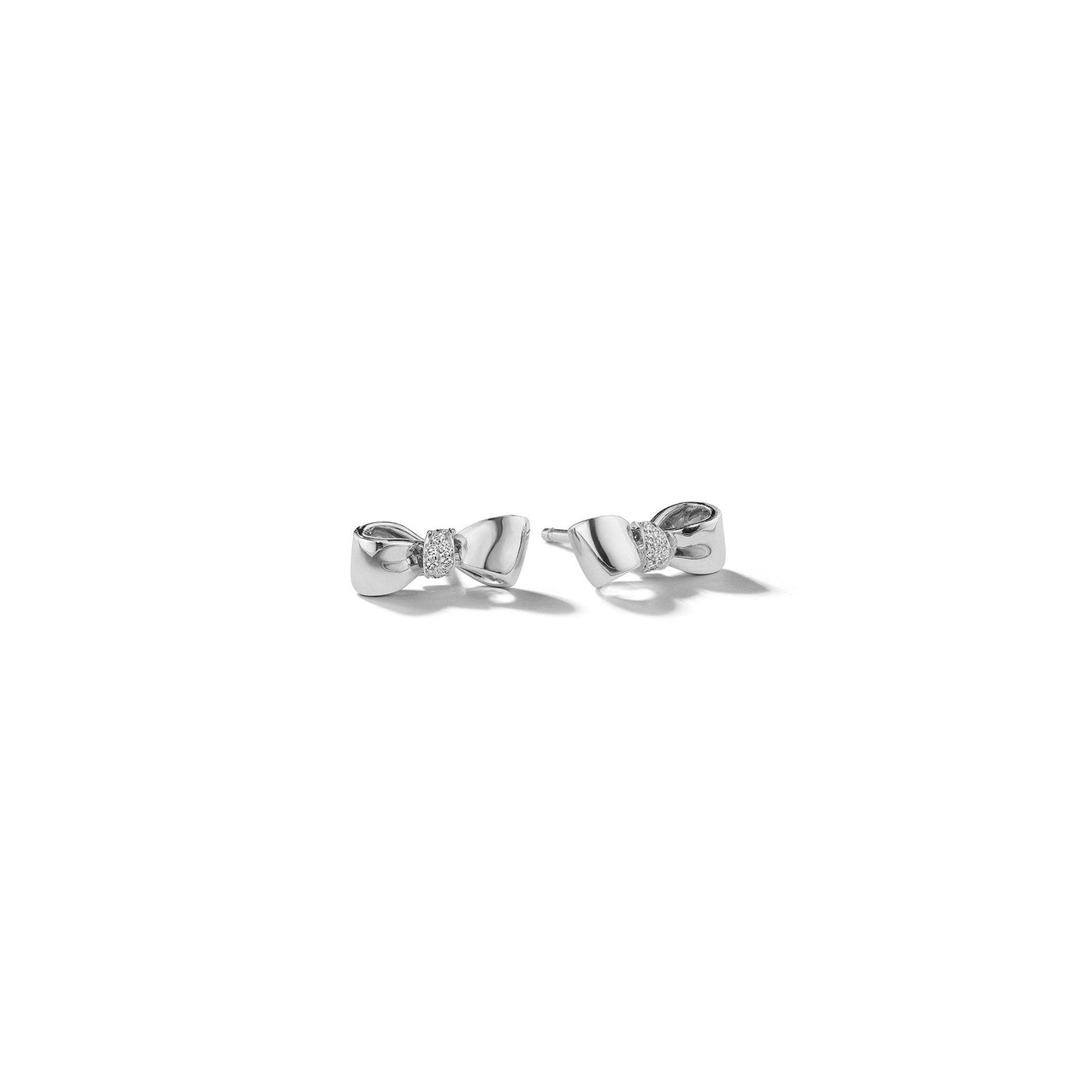 Bow Baby Diamond Knot Earrings_14k White Gold