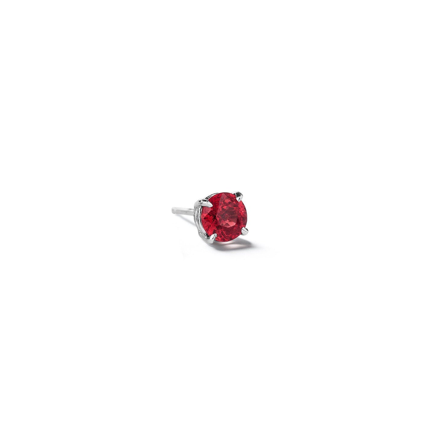 Mimi So Round Brilliant Ruby Stud Earrings_18k White Gold