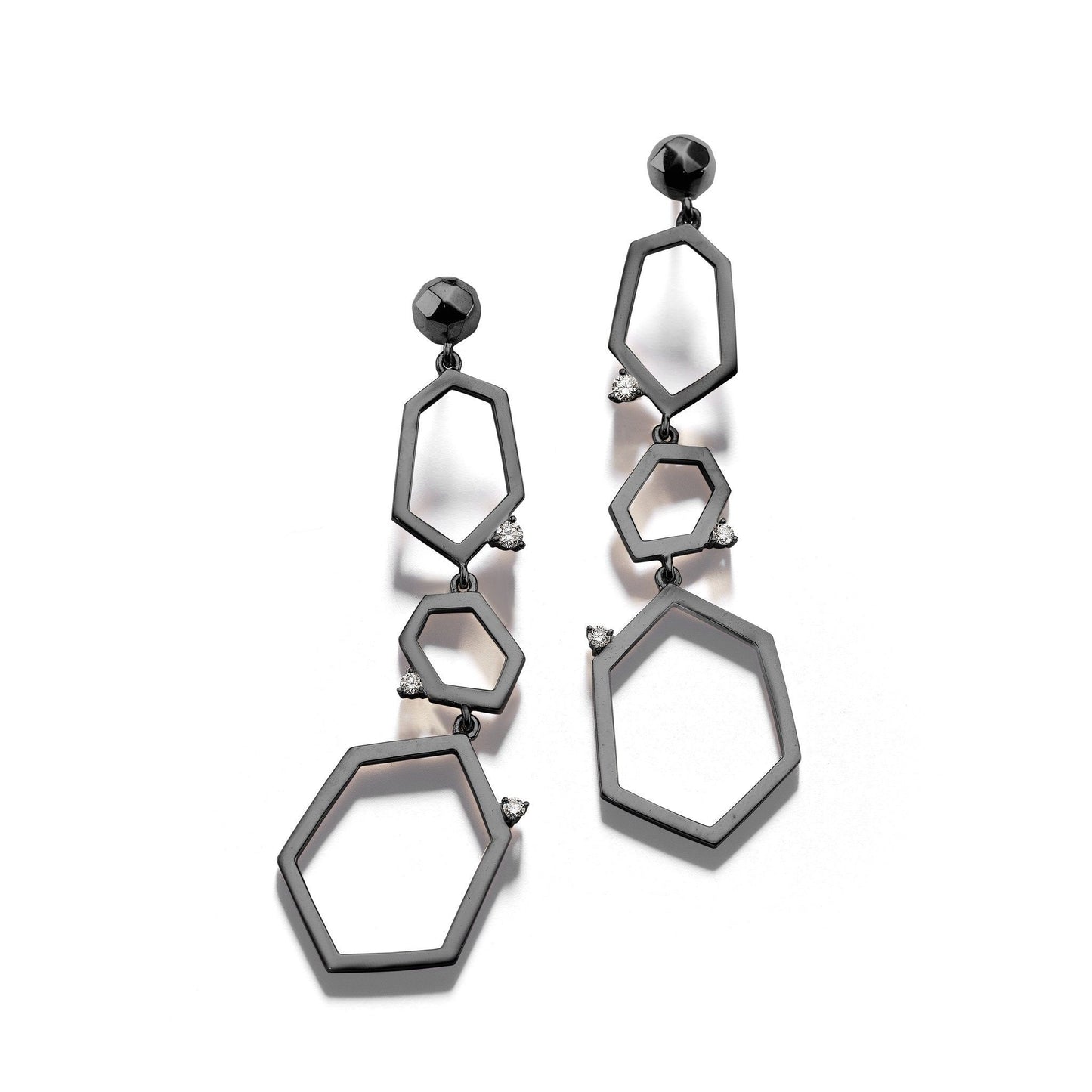 Jackson-3-Drop-Link-Earrings_18k Black Gold
