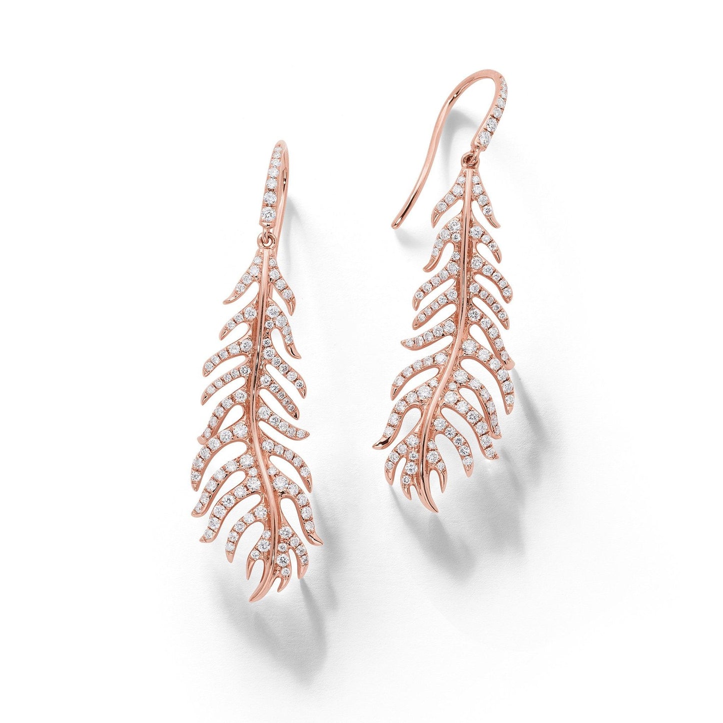 Phoenix Feather Diamond Earrings_18k Rose Gold