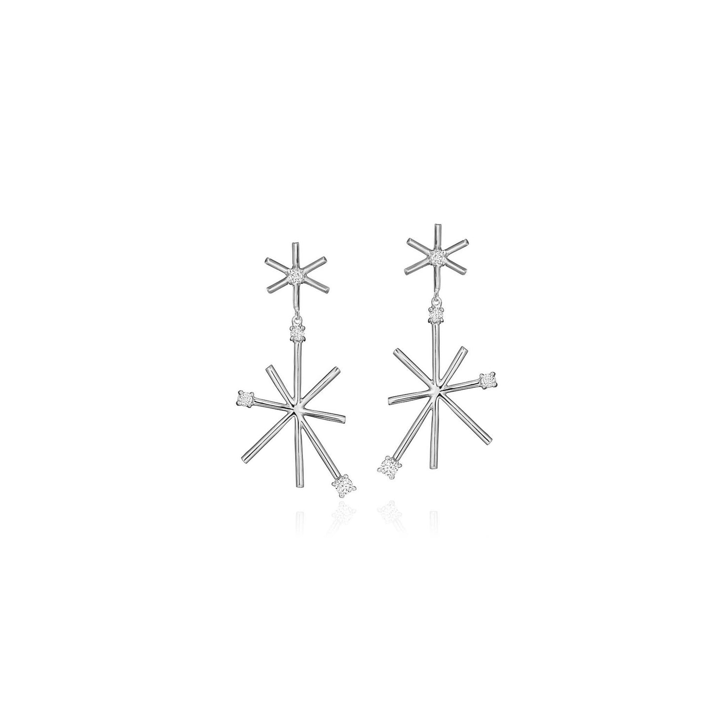 Piece Star Drop Earrings_18k White Gold
