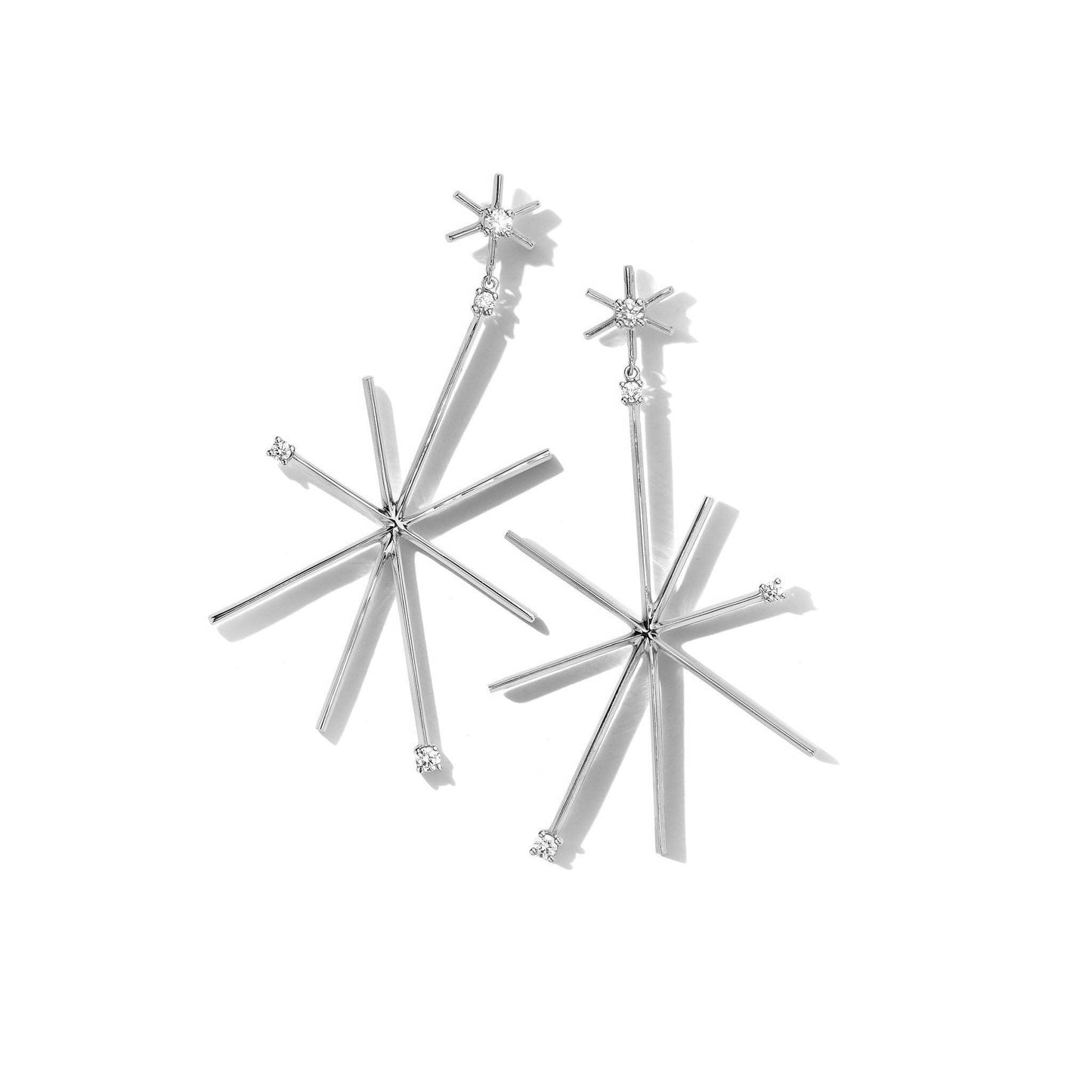 Piece Star Drop Earrings_18k White Gold