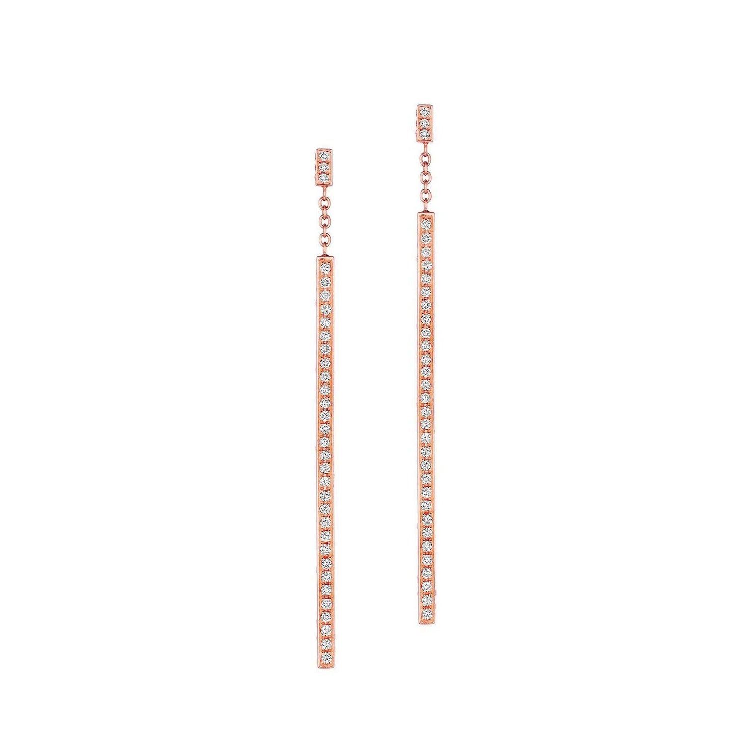 Piece Stick Pavé Diamond Earrings_18k Rose GOld