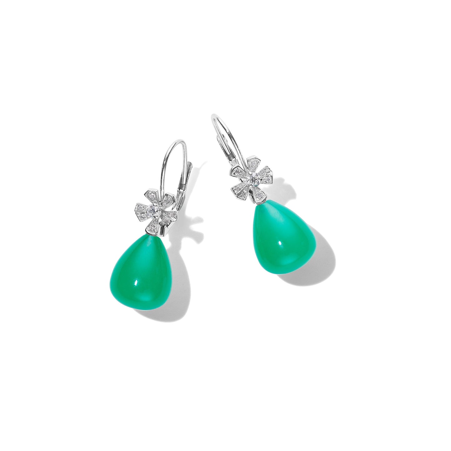 Mimi So Wonderland Teardrop Chrysophrase Earrings – Medium_18k White Gold