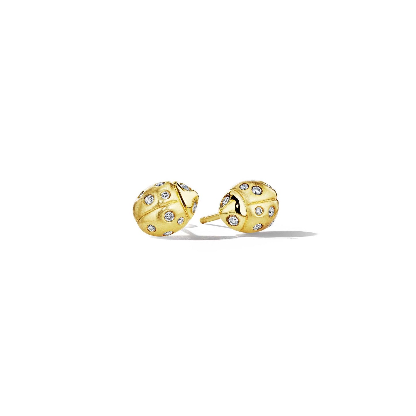 Mimi So Wonderland Ladybug Diamond Studs_18k Yellow Gold