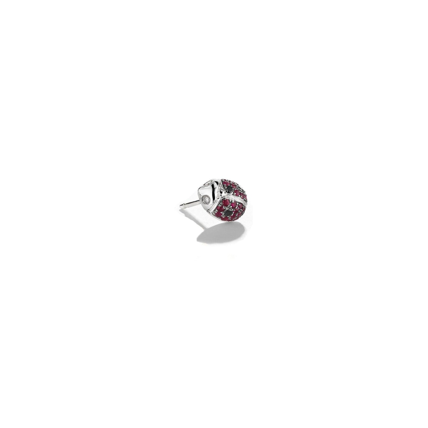 Ruby-Ladybug-Single-Stud-Earring_18k White/Black Gold