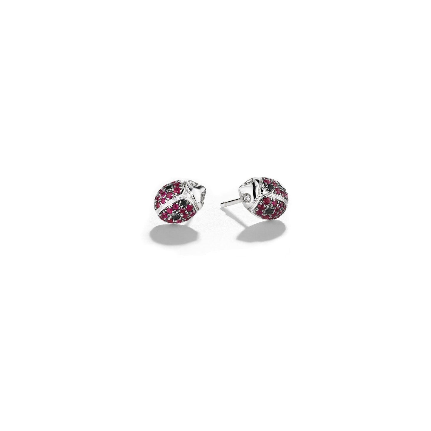 Ruby-Ladybug-Single-Stud-Earrings_18k White/Black Gold